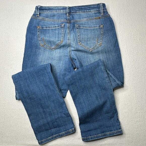 INC Denim Womens Straight Leg Curvy Fit Size 4 Blue Jeans Distressed - Picture 15 of 16